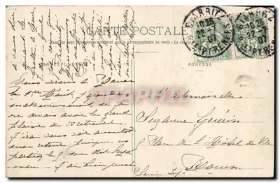 Biarritz — Vista dos Tamaris — Edição A. Simons, N° 58 — Verso