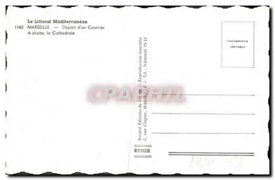 Littoral Miedziory – Wypłynięcie poczty – Marsylija, katedra po prawej – Wydawnictwo Clapier — Rewers