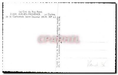 Cidade do Rei René — O Claustro da Catedral de São Salvador — Sociedade Edições da França — Verso