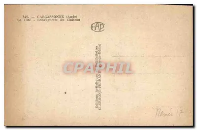 Carcassonne — Miasto — Wzgórze zamku — Wydawnictwo Artystyczne i PubliCaires Clermont-Ferrand (Puy-de-Dôme) — Rewers