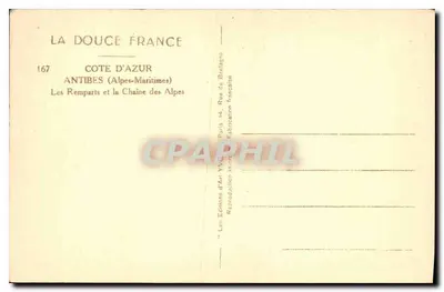 Antibes — The Walls and the Alps Chain — Les Éditions d'Art VY.C. Paris — Back