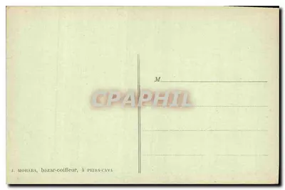 Peïra-Cava (Alt. 1.580 m.) — A Pedra plana sobre a qual está colocada a Mesa de orientação — J. Morara, bazar-cabeleireiro, em Peïra-Cava — Verso