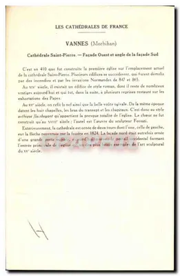 VANNES (Morbihan) — Catedral de São Pedro (Fachada Oeste e canto da Fachada Sul) — Coleção da Solution Pautaubege — Verso
