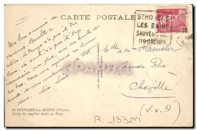 Avenida dos Pinheiros no Parque — St-Honoré-les-Bains (Nièvre) — editor não visível — Verso