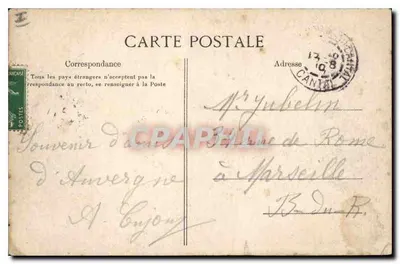 Os Montes do Cantal, vistos do Col de Cabre (1539 m) — série 443, editada por Fours de Payre-Arse — Verso