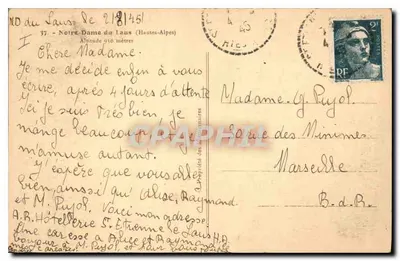 Notre-Dame-du-Laus — Hautes-Alpes — n°37 — Verso