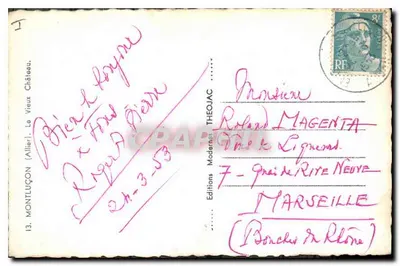 Théogiac — Chiesa con campanile con orologio — Edizioni Moderni Théogiac — Verso