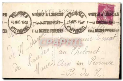 Lourdes — Bazylika, widok z Zamku Wzgórz — P.D. — Rewers
