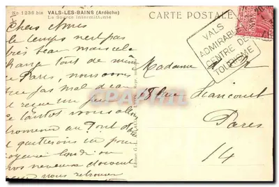 Vals-les-Bains — Przerywana źródło — Wydawnictwo G.-L. Audey, n° 1236 bis — Rewers