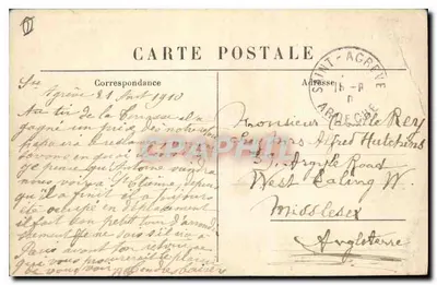 Stare pocztówki Jezioro Issarlès — Ciekawy skałka spadająca w dół na jezioro — Les Cévennes Illustrées 1850 — Rewers