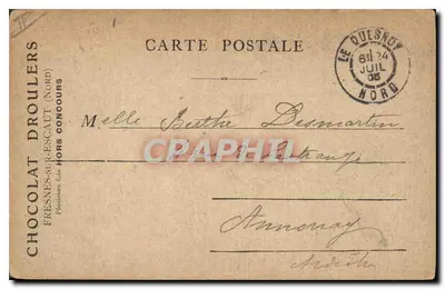 Trouville — Praia e barcos a vela — Editor: Chocolat Droulers (Fresnes-sur-Escaut, Nord) — Verso