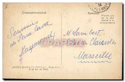 Peïra-Cava (A.-M.) — Sentiero delle Pietre Piane — editore sconosciuto, n° 10509 — Verso