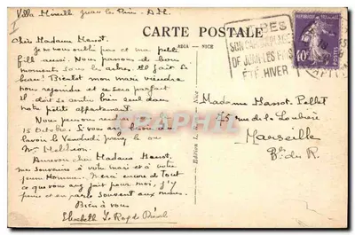 Juan-les-Pins — A Pineta — Edição L. Raphil — Verso