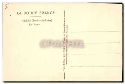 Les Arènes — Arles (Bouches-du-Rhône) — Edições d'Art YVON — Verso
