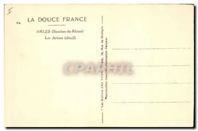 Le Arène — dettaglio — Les Éditions d'Art YVON, Arles — Verso