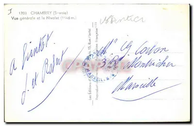 Chambery (Savoie) — Ogólny widok i Nivolet (1546 m.) — Wydawnictwo Art Martel — Rewers