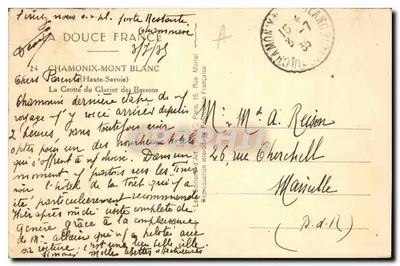 Grotta del Ghiacciaio dei Bossons — Chamonix-Mont-Blanc — Reprodukcja Artystyczna Francuska — Rewers