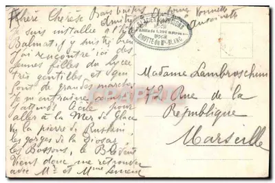 Jaskinia Mont-Blanc przy lodowcu Bosson — Charnaux Bracia & Co., Genewa, nr 7188 — Rewers