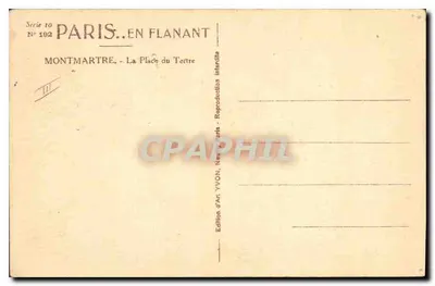 Montmartre — La Plaza del Tertre — Edición de Arte YVON — Reverso