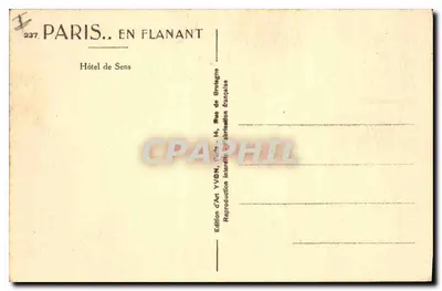 Hôtel de Sens — Paris — Edition YVON — Rückseite