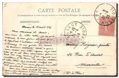 Annecy — La Isla de los Cisnes — Pittier, fotógrafo-editor, Annecy, n°421 — Reverso