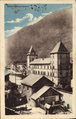 Moutiers e a Isère — vista do vilarejo e de seus edifícios — editor C. CORDON, n° 24608