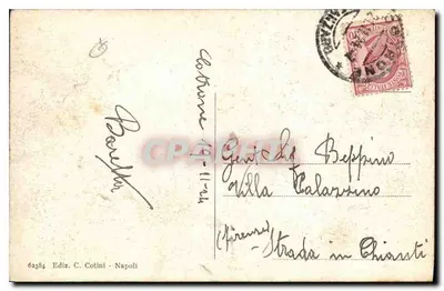 Pompel - Anfiteatro — widok antycznego teatru z górami Wésy w tle — Ediz. C. Cotini - Napoli — Rewers
