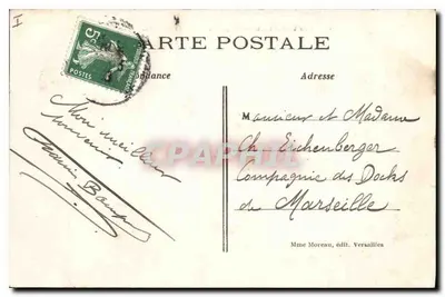 Palácio de VERSAILLES — Fachada do Lado da Terrasse — Mme Moreau, editora Versailles — Verso