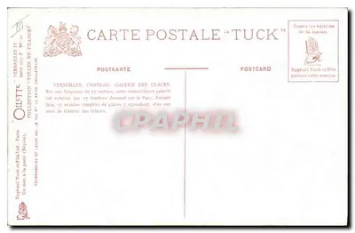 Castelo de Versalhes — Galeria dos Espelhos — editor Oilette, série IV — Verso