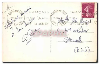 Chamonix-Mont-Blanc — Ogólny widok i Le Brévent — Wydawnictwo Sztuki Lodowej, n° 101 — Rewers