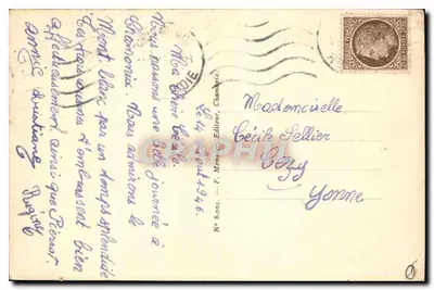 Chamonix — Les Bossons i Mont Blanc — F. Monnier, Wydawca — Rewers