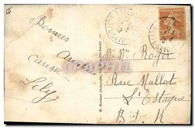 Glaciar de los Bossons — Parte superior y estación "La Para" del teleférico de la Aiguille du Midi — M. Montant, fotógrafos, Saint-Étienne (Alta Saboya) — Reverso