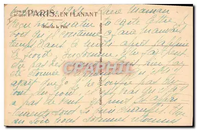 Paryż. W spacerze — Rue de la Paix — Édition d'Art Yvon, N°207 — Rewers