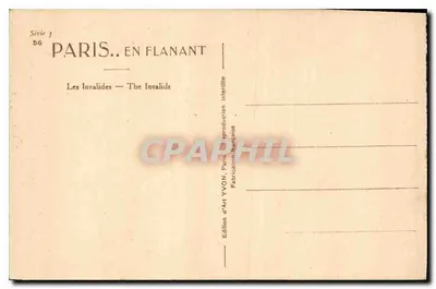 Les Invalides — París. En Flanant, Serie 3, n° 56 — Edición de Arte YVON — Reverso