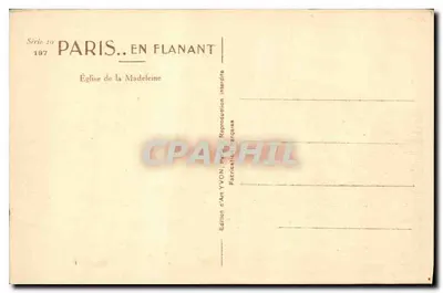 Igreja de La Madeleine — Paris — Edição de Arte YVON, Série 10 — Verso