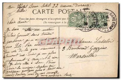 Nizza — Vista del porto e delle colline — Cartolina postale dell'editore Beau Solil — Verso