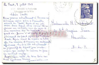 Vista de Grasse — editor La Cigale, série 2027 — Verso
