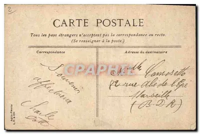 Cannes. Los Rochers de la Bocca y el Estérel — Editor L. V. & Cie, n° 34 — Reverso