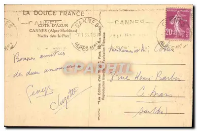 Yachten nel porto — Cannes (Alpi Marittime) — Edizioni d'Art Yvon, Parigi — Verso