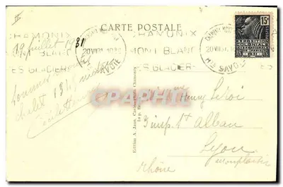 Plan des Charlettes i Mont Blanc (4807 m) — fotografia R. Jaun — seria 1 J — Rewers