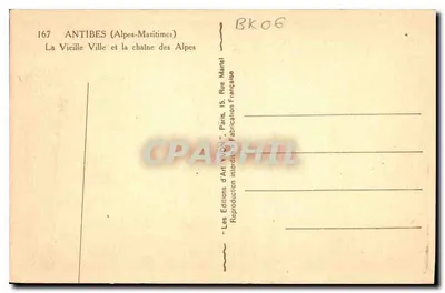 Antibes (Alpes-Maritimes) — Stare Miasto i łańcuch Alp — Wydawnictwo Sztuki YON, Paryż — Rewers