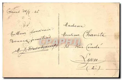 CANNES - La Croisette — widok z promenady z palmami — wydawca C. ALAISIENNE DES ARTS PHOTOGRAPHIQUES - STRASBOURG, n° 114 — Rewers