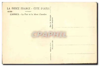 Cannes - O Porto e o Mont Chevalier — Edição francesa Rue de Brégaigne, n°23/23 — Verso
