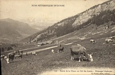 Trasa z Clusaz do Col des Aravis — Alpejskie pastwiska — Pittoreskie miejsca w Savoie, n°177, Ad. Pariot, zdjęcie Annecy