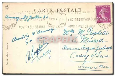 Jezioro Annecy — Góry Entreverne i Charbon — Piekne miejsca w Savoi — n°303 — wydawca Duingt — Rewers