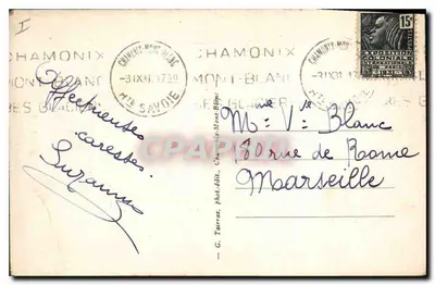 Aiguille de l'M — Chamonix-Mont-Blanc — G. Torraz, fot.-wyd. — Rewers