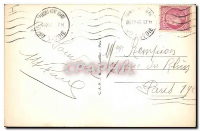 Chamonix-Mont-Blanc — Morze lodowe, stacja Montenvers, Grands Charmoz i Aiguille de la République — wydawca A.R.A. nr 178 — Rewers