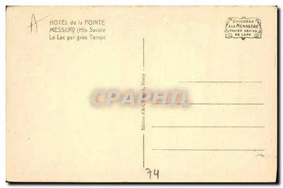 Jezioro w czasie burzy — Hotel de la Pointe Messery (Haute-Savoie) — Édition d'Art Saurat, Nancy — Rewers
