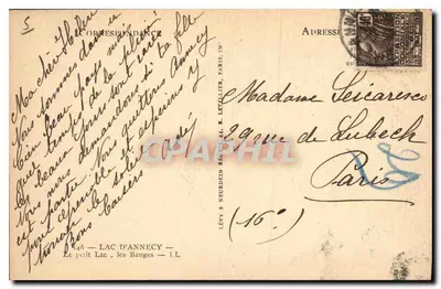 Jezioro Annecy — Hotel L'Abbé — Wydawca Lévy & Neurdein, n°146 — Rewers