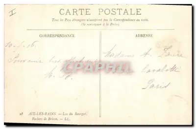 Lago do Bourget — Rochers de Brison — editor LL — Verso